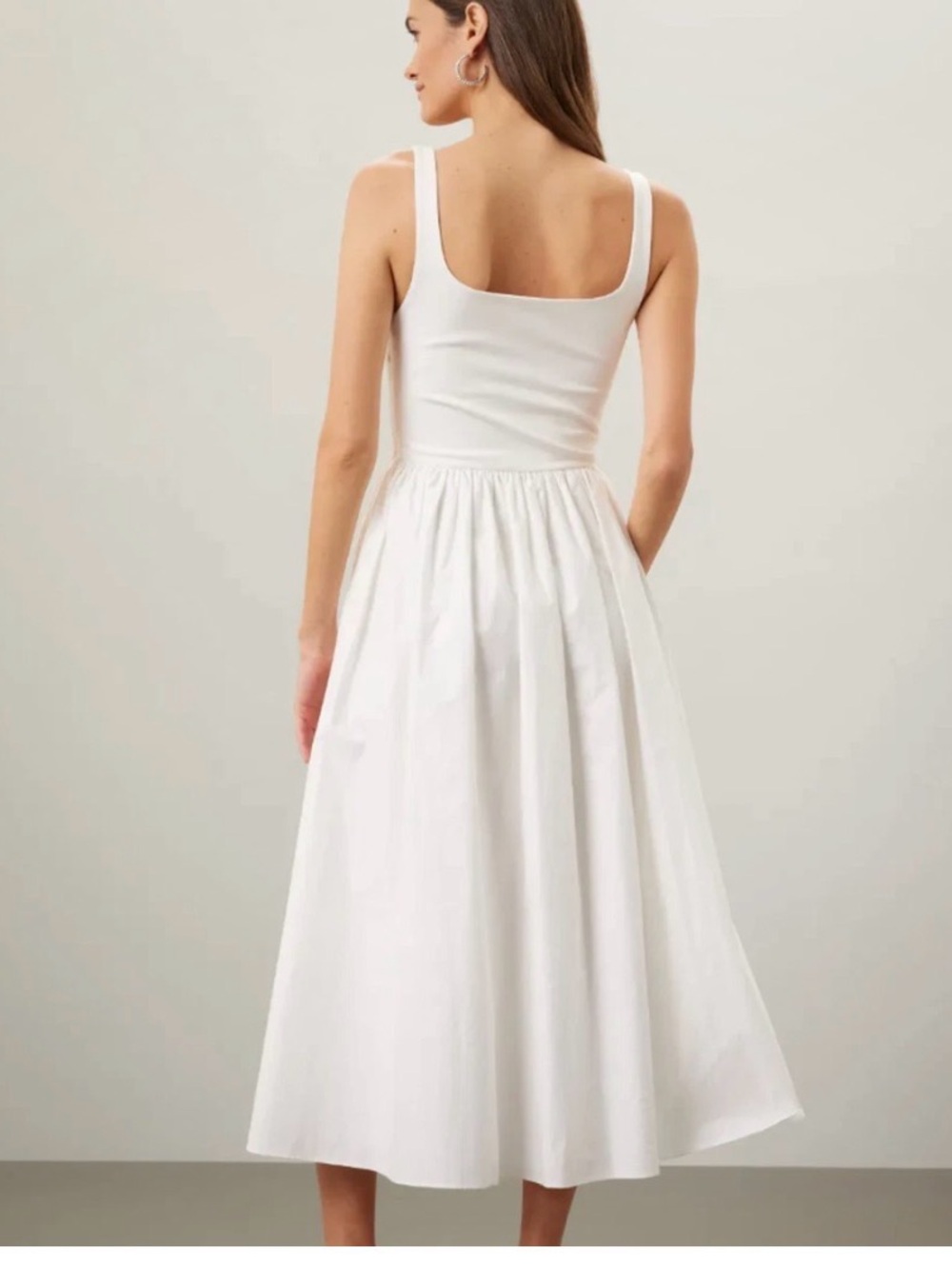 Rue Sophie White Fit and Flare Midi Dress- Size Large - Picture 3 of 8